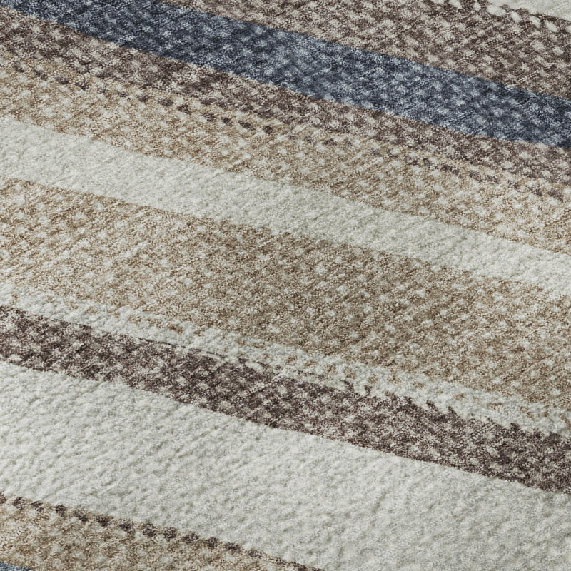 Premium Machine Washable Mayfield AMF2282 Striped Rug, Denim, 9' x 12'