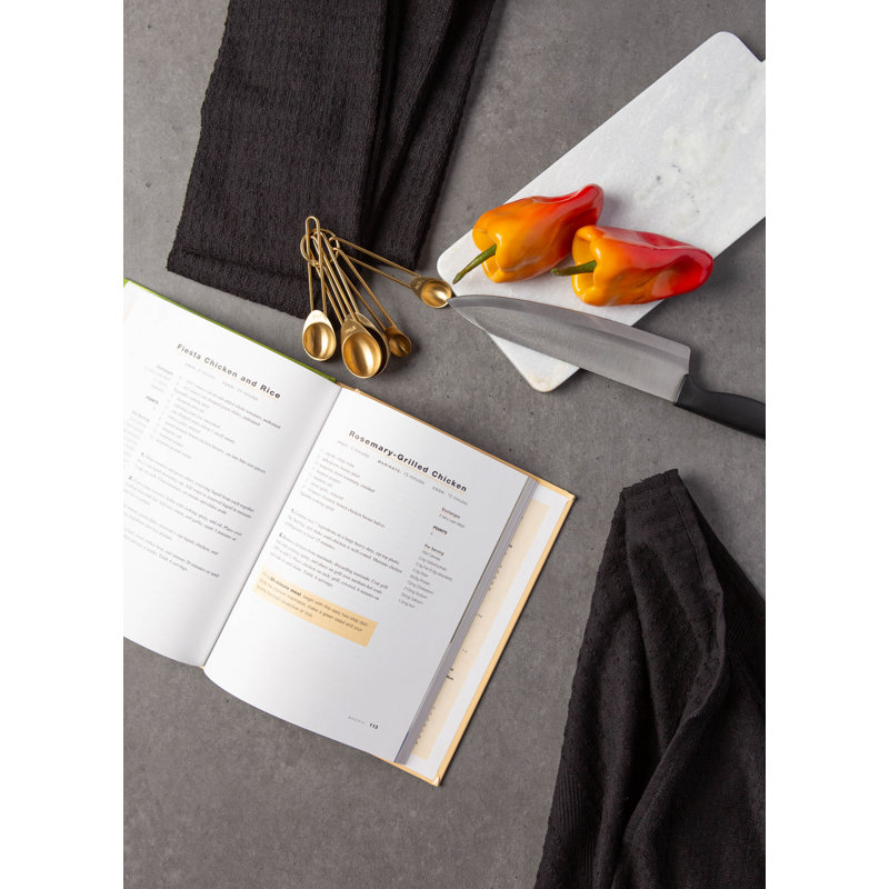 Annistyn Cotton Waffle Dish Cloth Kitchen Towel, Black