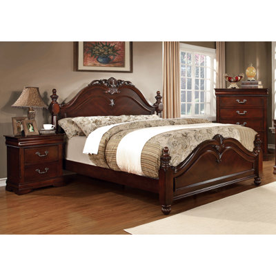 Treska Cherry Solid Wood 3-Piece Queen Bed, Nightstand And Chest Set -  Darby Home Co, 3DCA95BD30624430A18D51F4F2B2A197