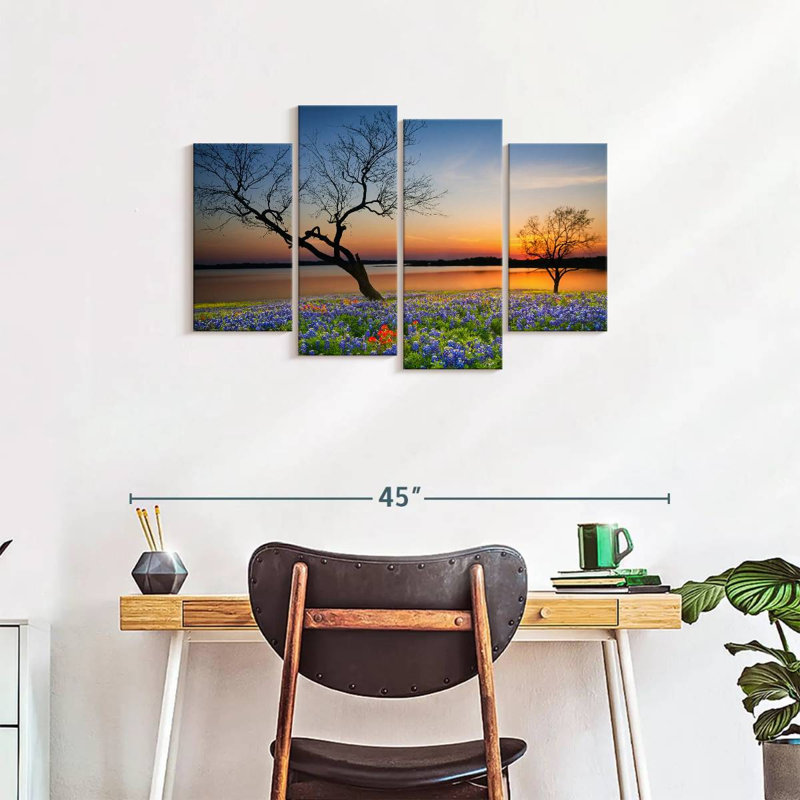 " Texas Sunset " 4 - Pieces, 22" H x 36" W x 1" D