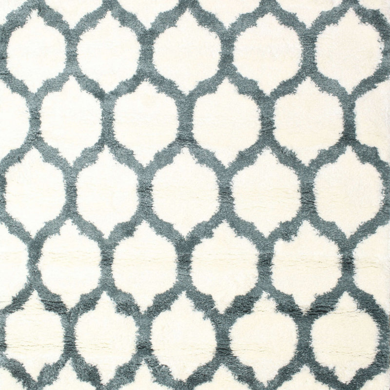 Tapis gris/zone blanche contemporaine, Carré 4 pi