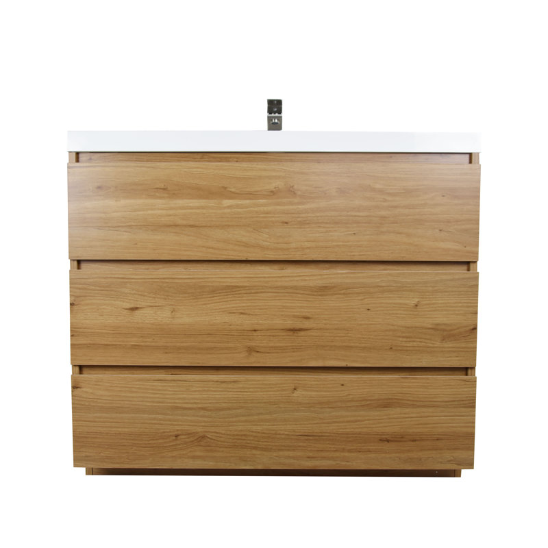 Single Bathroom Vanity Base Only, Natural Oak