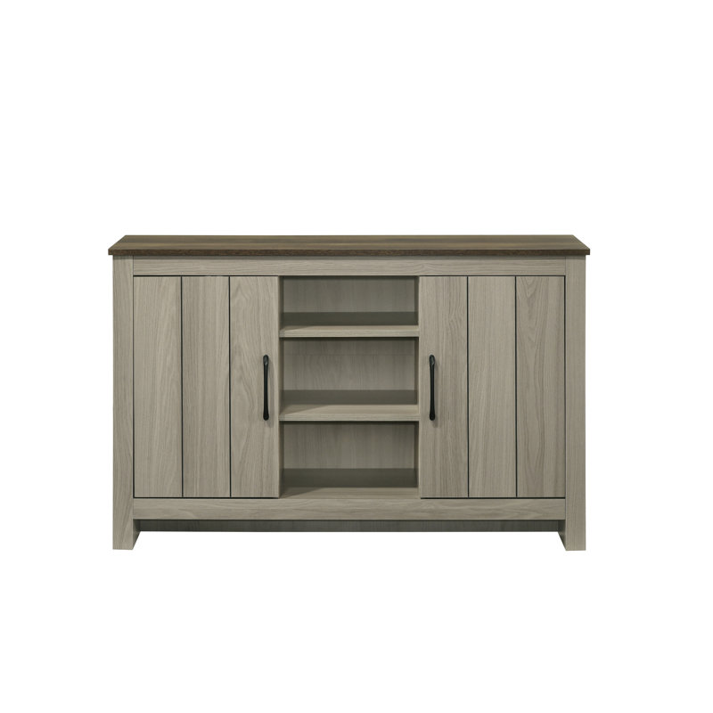 Console en chêne gris de 47 po Nyla, buffet, buffet avec tablettes et portes d'armoire