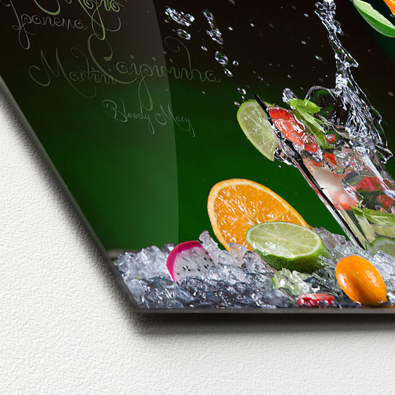 Exotic Coctails - Graphic Art Print on Glass, 50 cm H x 125 cm W x 1.4cm D