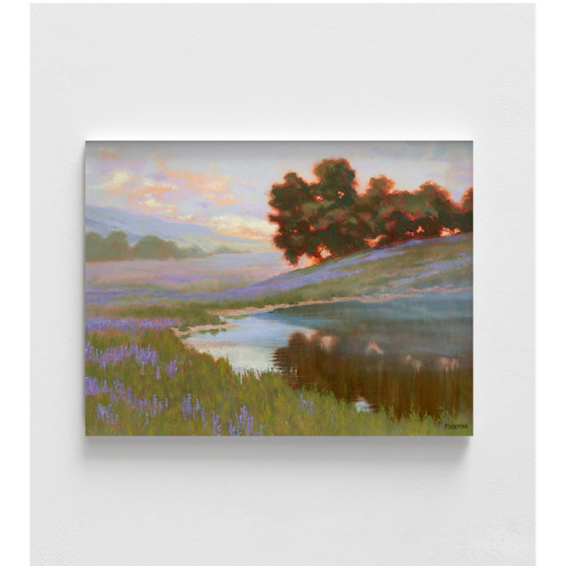 Pastel lupin par Ed Penniman, décor de nature apaisante, art mural de chalet de vacances, art mural de petite forêt auberge, décor rustique Air Bnb
