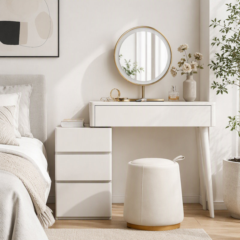 Bureau en bois blanc sans miroir 80Cm