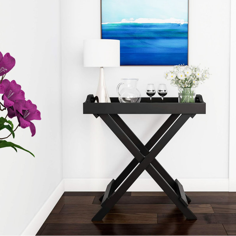 Wooden Stand with Removable TV Tray, Black