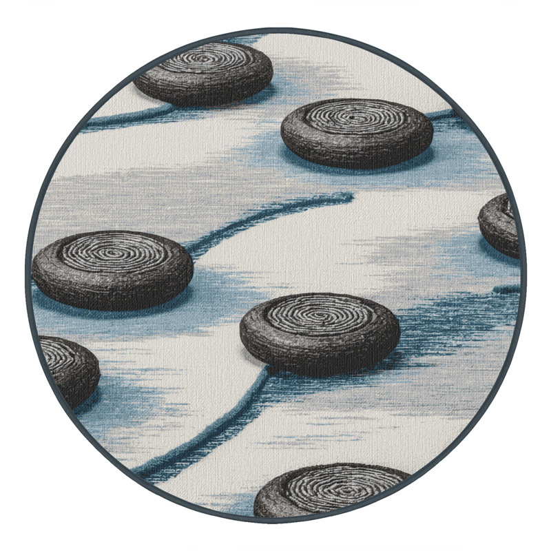 Washable Curling Sports Area Rug, Round 4'