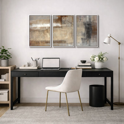 «Grunge Abstract Paint Stroke Effect», œuvre d'art brun clair neutre, photos murales de salon rustique, ensemble de 3 reproductions d'art sur toile encadrées, 16 po x 24 po x 3 pièces, 24 po x 36 po x 3 pièces
