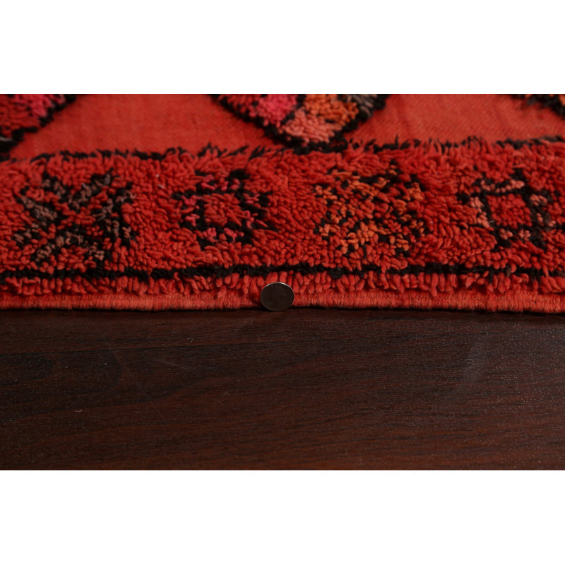 Tapis rouge noué à la main de conception unique 6 pi 5 po x 11 pi 3 po