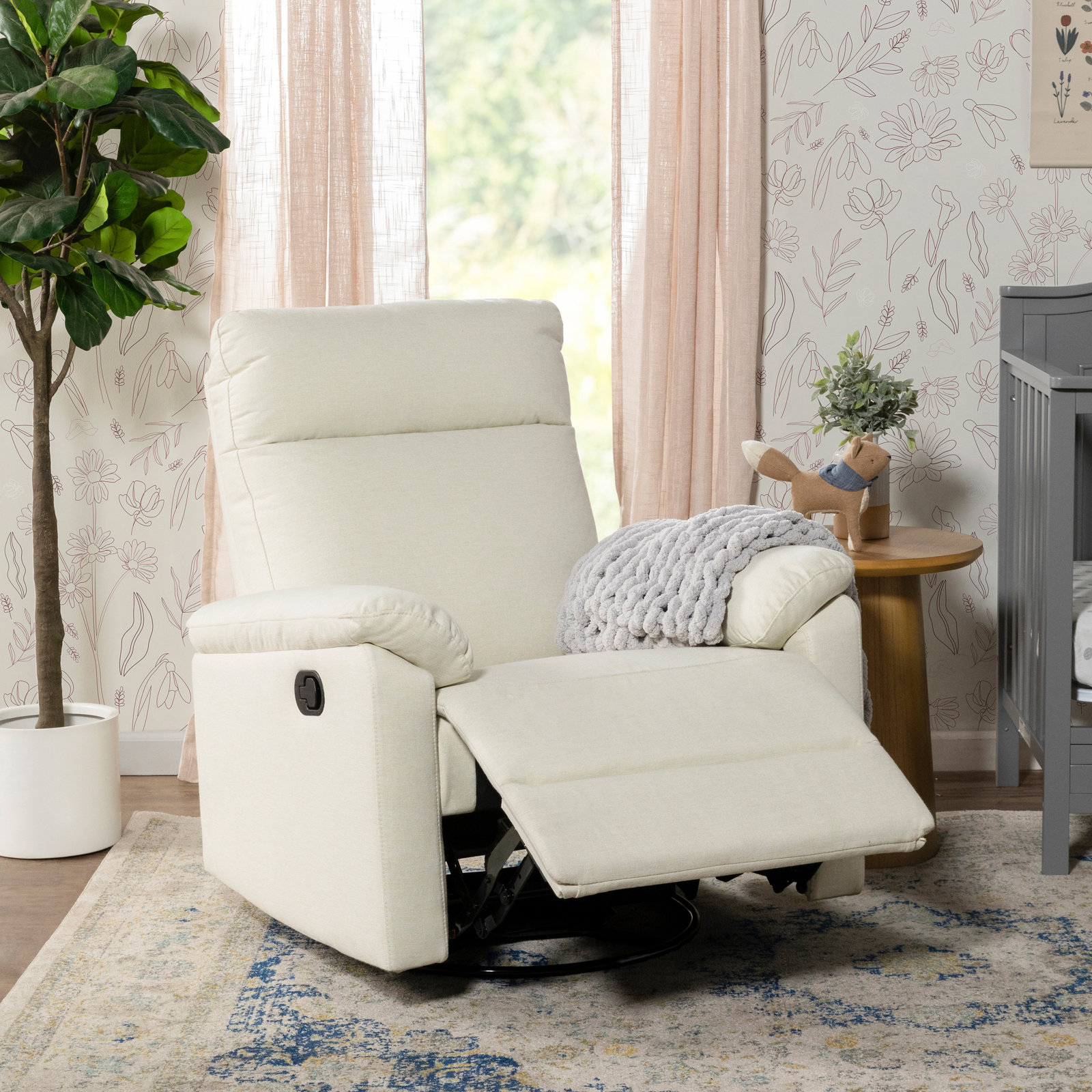 Suzy Swivel Glider, Vanilla Polyester Blend