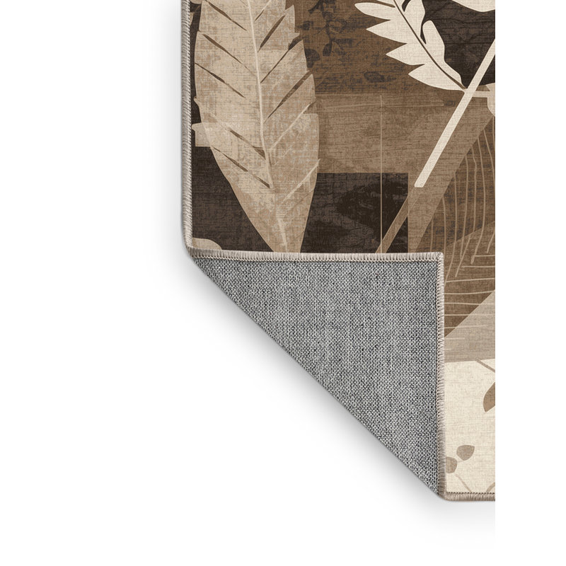 Tapis abstrait moderne et contemporain lavable à la machine Ortmund Fern, 5 x 7