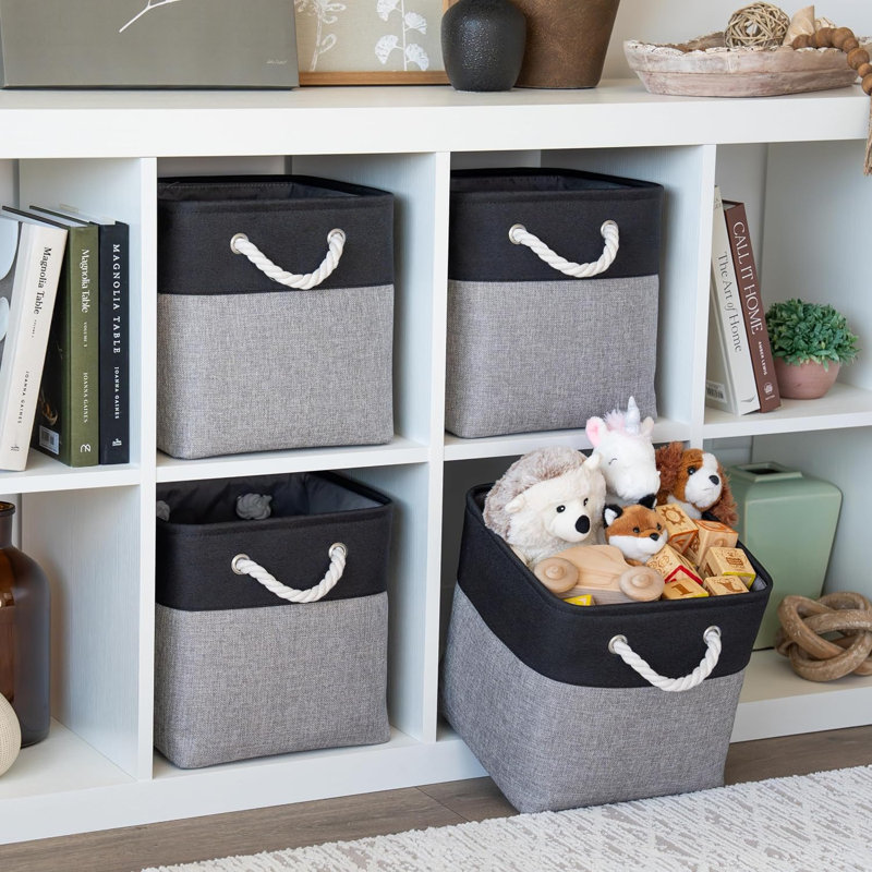Breakwater Bay Fabric Storage Bag, Grey Base / Black