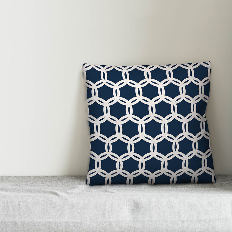 Coussin décoratif en lattis, 20 po x 20 po, Bleu marine, Polyester / bourre en polyester