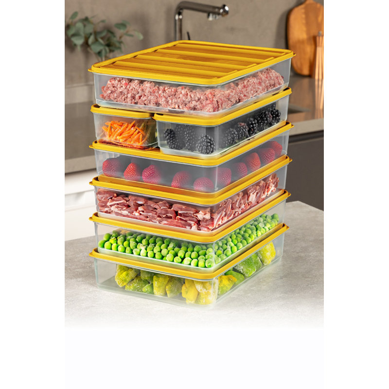Ensemble de boîtes de rangement polyvalentes (6 pièces), orange, 9,1 po x 11,6 po x 2,6 po | 100% plastique, 118,3 oz liq. Chacun | Va au lave-vaisselle pour un nettoyage facile, idéal pour organiser la maison, la cuisine, le bureau et plus encore!