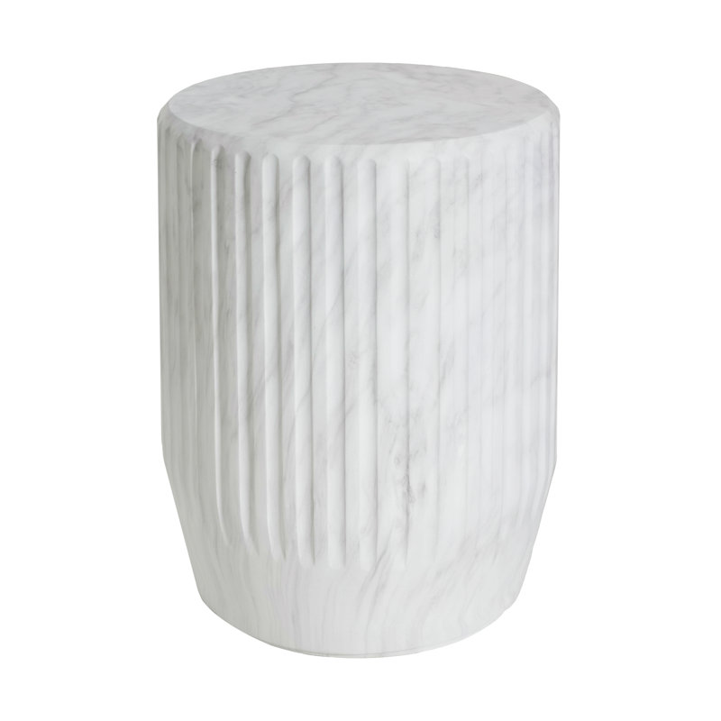Table d'appoint d'extérieur sculptée pour patio, Blanc