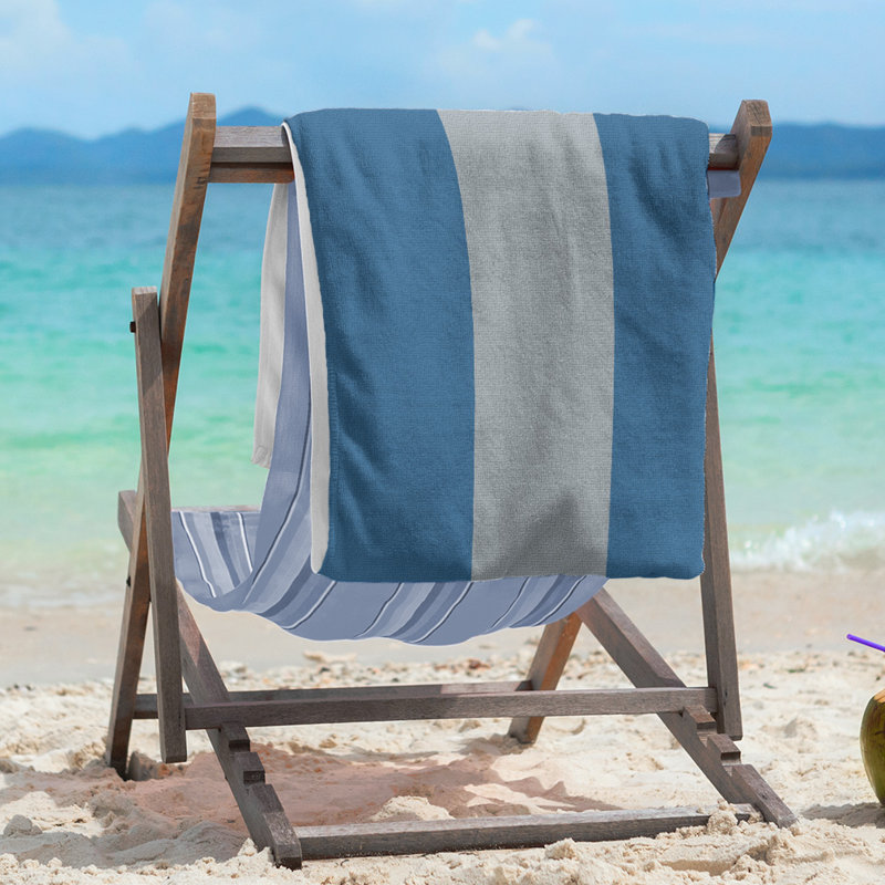 Columbus Lightweight Beach Towel, Microfiber, Blue/Silver/Blue