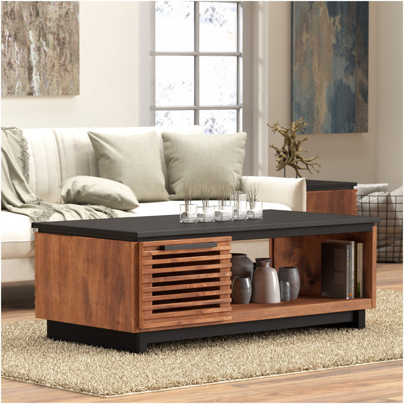 Table basse, aucun assemblage requis, finition bourbon