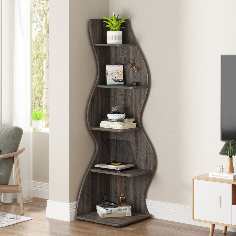 179cm H x 48cm W Corner Bookcase, Grey
