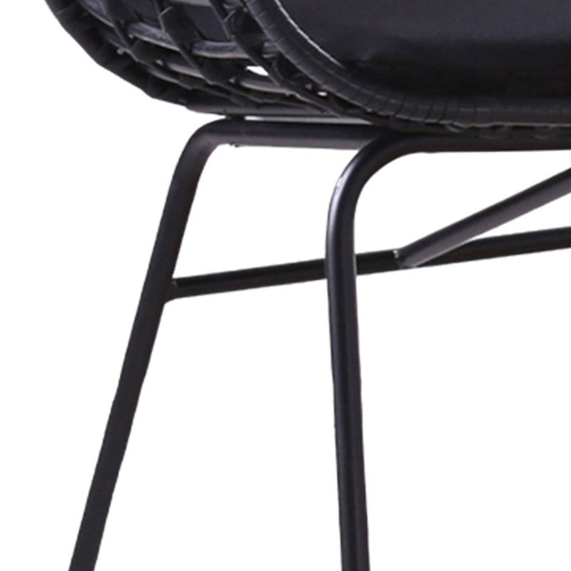 Ensemble de 2 chaises de patio Niya, polyester, acier, rotin extérieur, Noir