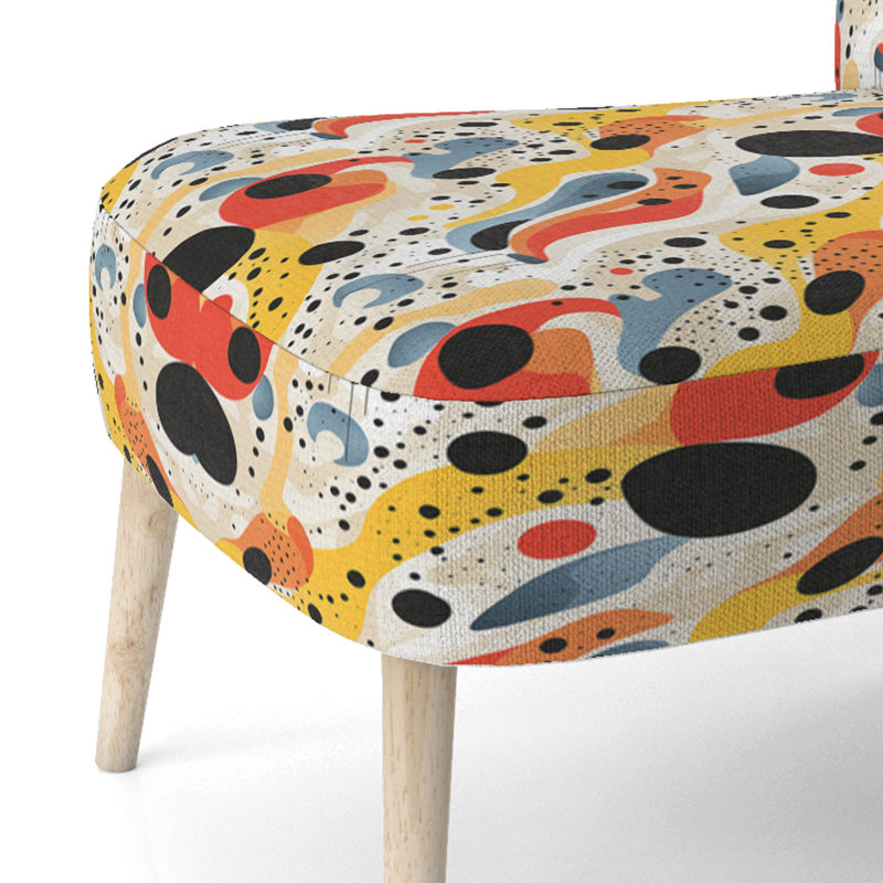 Red Popart Lichtensteins Lines Matrix - Upholstered Contemporary Side Chair, Modern Abstract Accent Chair