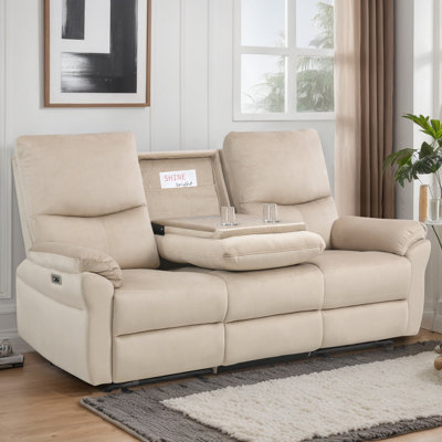 Power Reclining Sofa With Usb Charging Ports, Foldable Center Console, And Cup Holders by Latitude Run