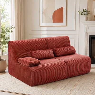 Modern Sectional Corduroy Sofa Boneless Sofa Couch Cozy Sofa Compression Sofa for Living Room