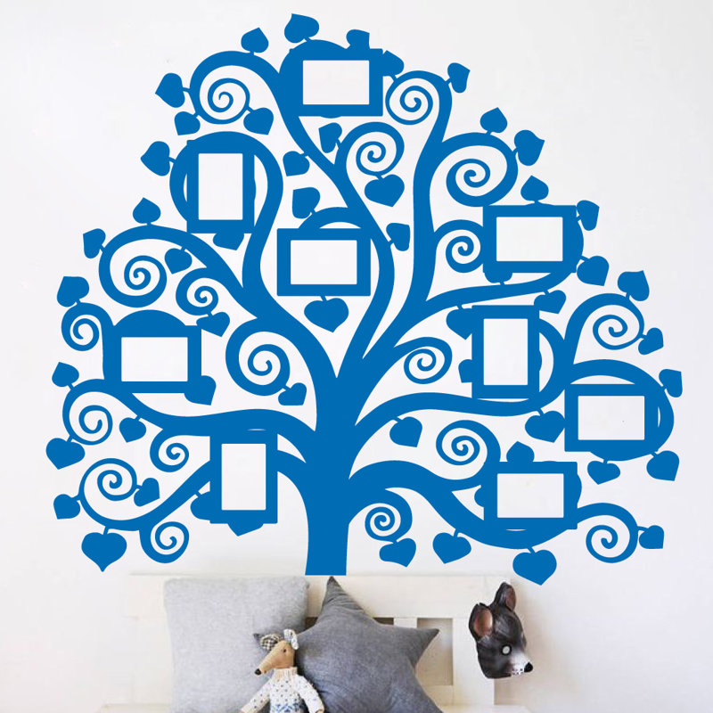 Décalcomanie murale images arbre familial, Bleu azur
