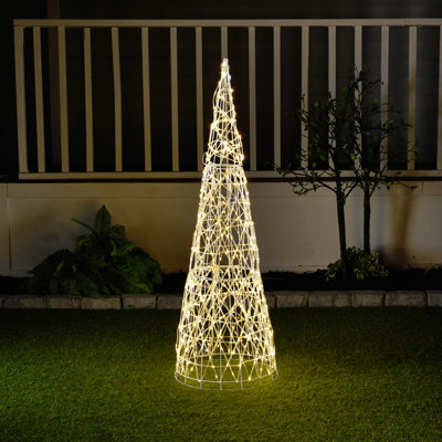 Cône de Noël scintillant à 480 lumières DEL avec blanc chaud et blanc froid