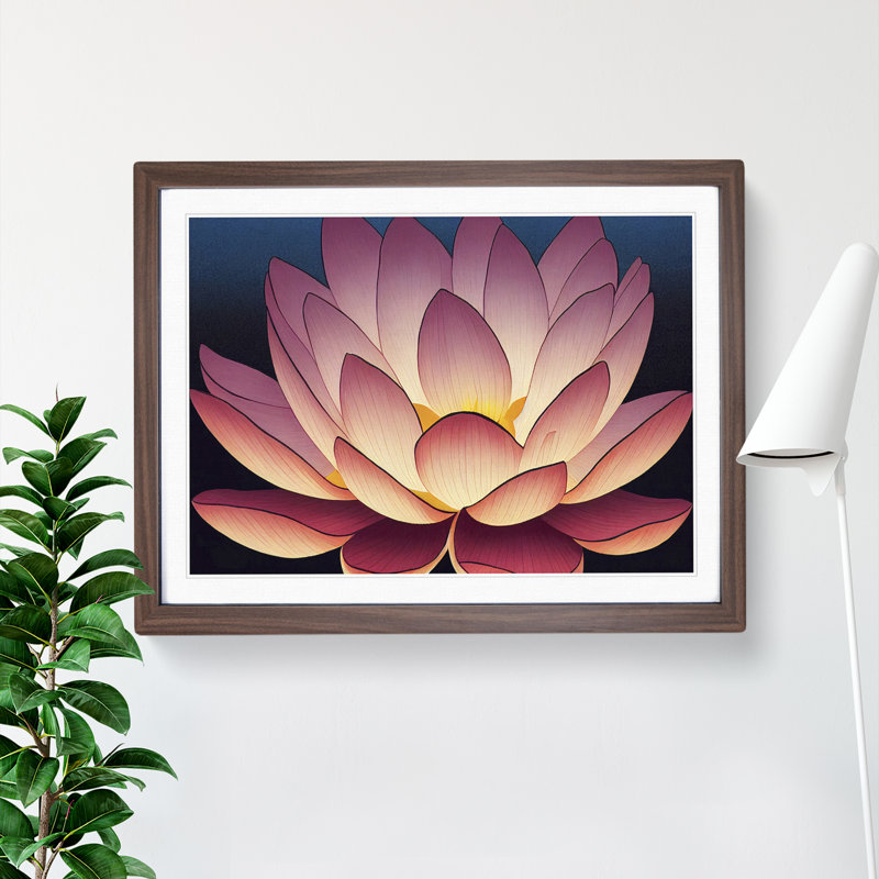 Blissful Lotus Flower - Framed Print, Walnut, 46cm H x 64cm W x 2cm D