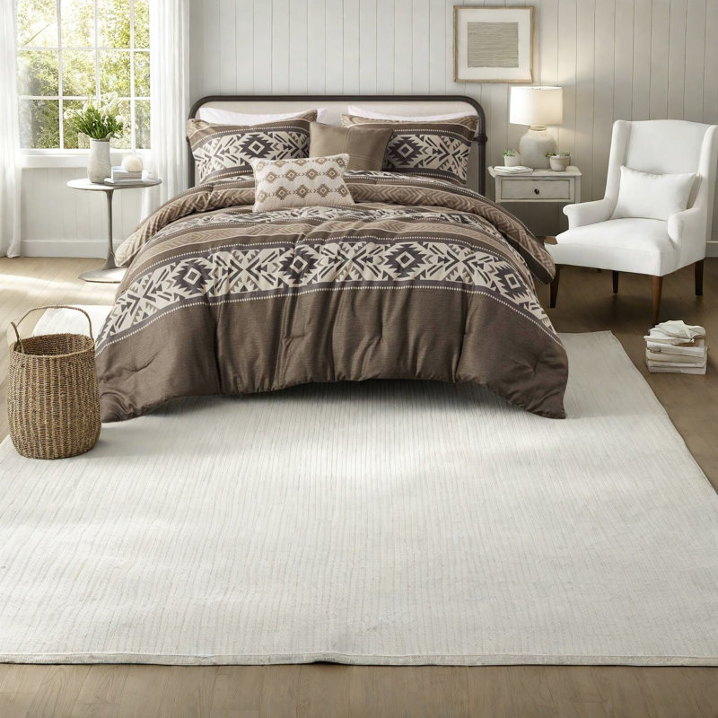 Ensemble de literie à chevrons luxueux en polyester de style sud-ouest pour la maison
