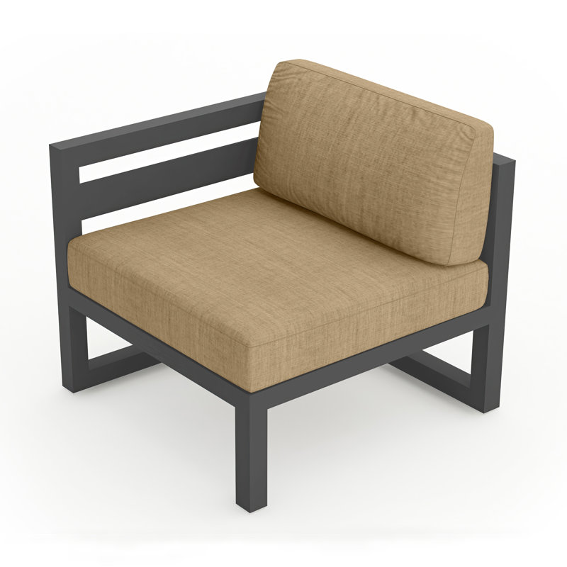Avion Outdoor One Arm Lounge Chair, Canvas Charcoal Sunbrella® Canvas, Slate