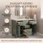 Meuble-lavabo moderne vert sur pied de 91 cm (36 po) avec lavabo en céramique, structure en bois massif, 4 tiroirs et 2 armoires de rangement. Robinetterie non incluse.-131217707