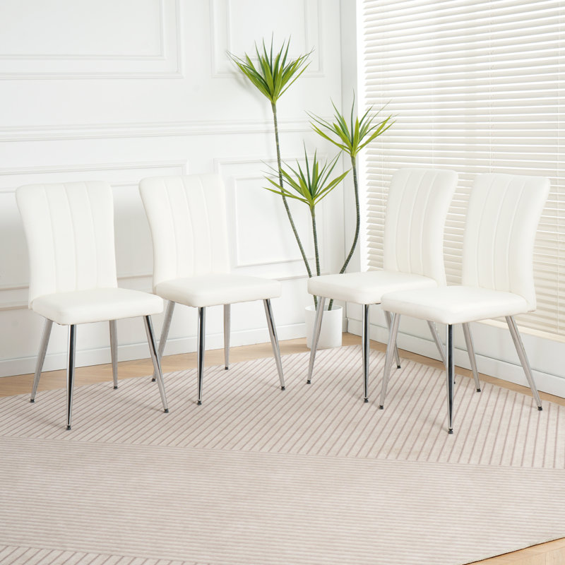 Ensemble de 4 chaises de salle à manger, Blanc