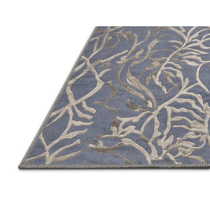 Machine Washable Gray Area Rug, Round 7'