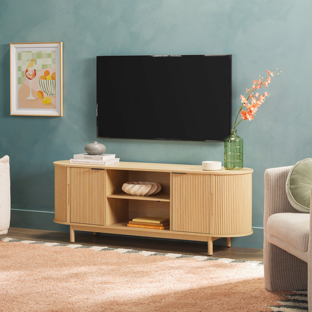 Dragelin Modern Reeded TV Stand with Open Storage Latitude Run® 