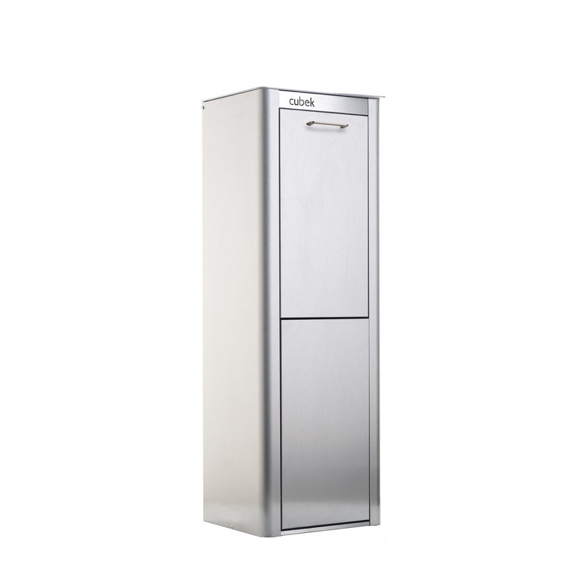 10 Gallon Modern Trash Can with Recycling Bin Combo Dual Compartment Indoor Composting Bin - Silver