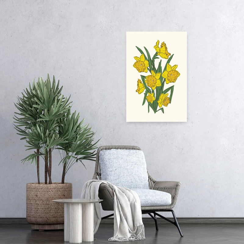 Jaune vif, jonquilles jonquilles, art mural nature, H 24 po x l 16 po
