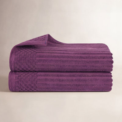 Ruvins Checkered Border Cotton Bath Sheet Set