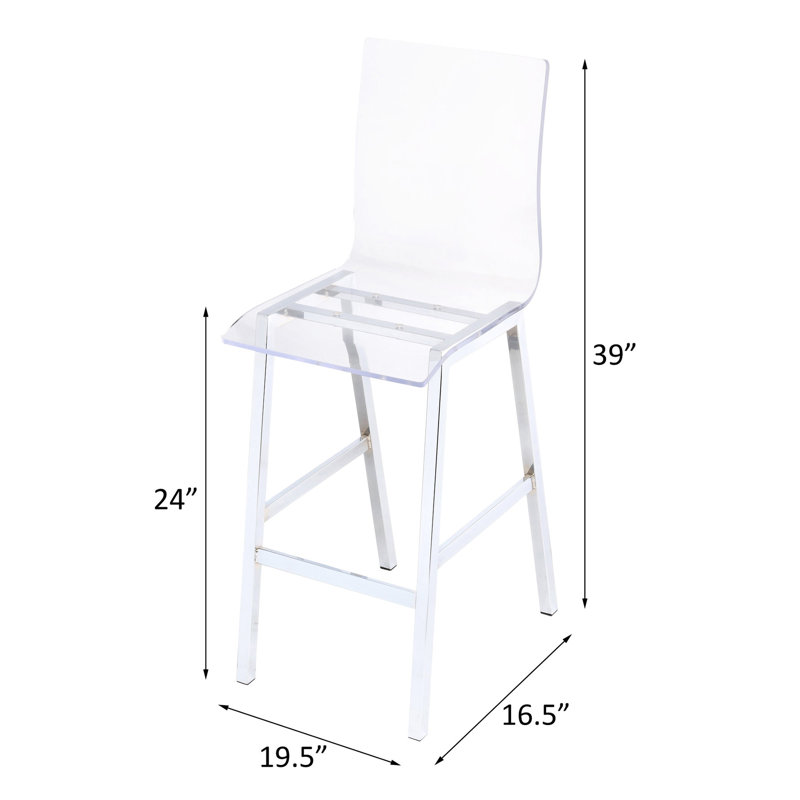 Chaises de hauteur de comptoir modernes (de 2) avec dossier transparent et structure en métal - Élégantes pour les salles à manger Acrylique (2) Tables de pub adaptées pour îlot de cuisine