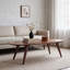 Table basse moderne du milieu du siècle en bois massif avec incrustation à rayures du Bengale - Rummi-9238631