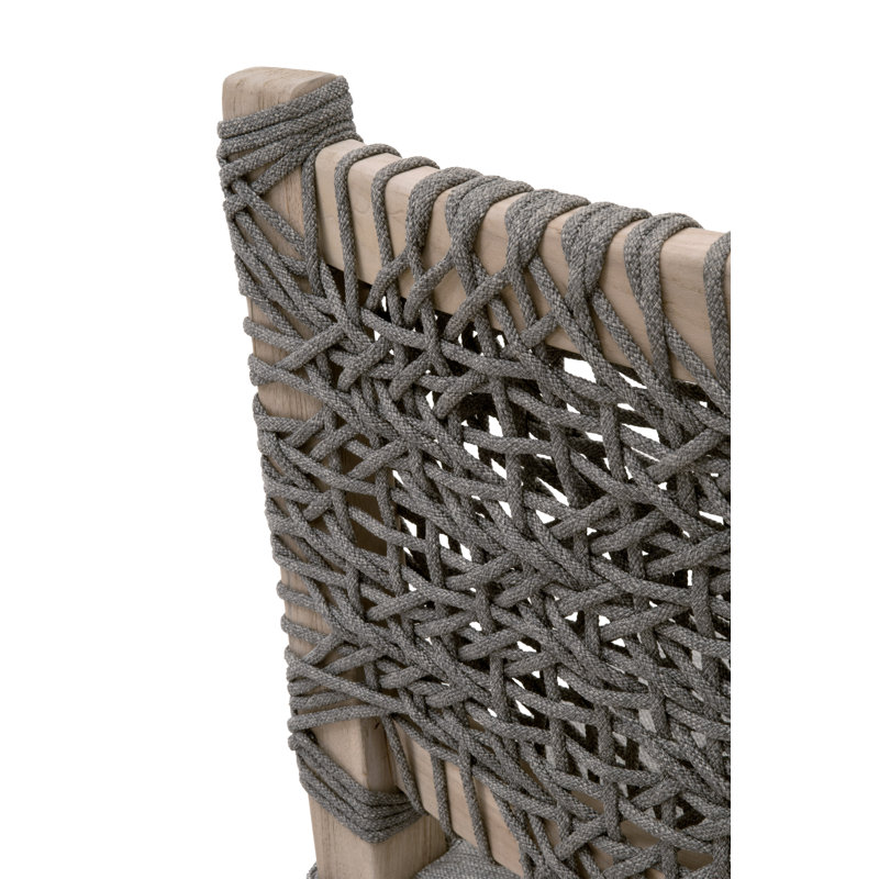 Dove Gray Teak and Rope Outdoor Counter Stool