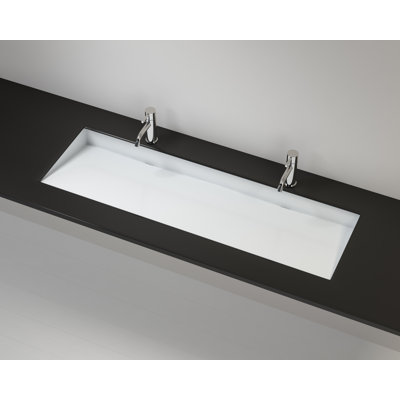 Badeloft 48.8" x 16.1" Rectangular Stone Resin Undermount Ramp Bathroom Sink UB-04-XL-M in Matte White