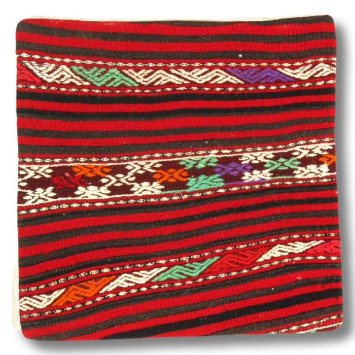 Wool Square Pillow Cover & Insert, Black/Green/Red