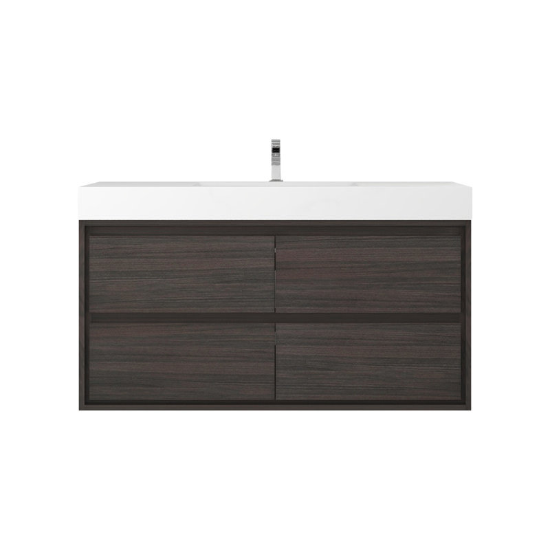 48'' Single Bathroom Vanity with Acrylic Top, Gray Oak