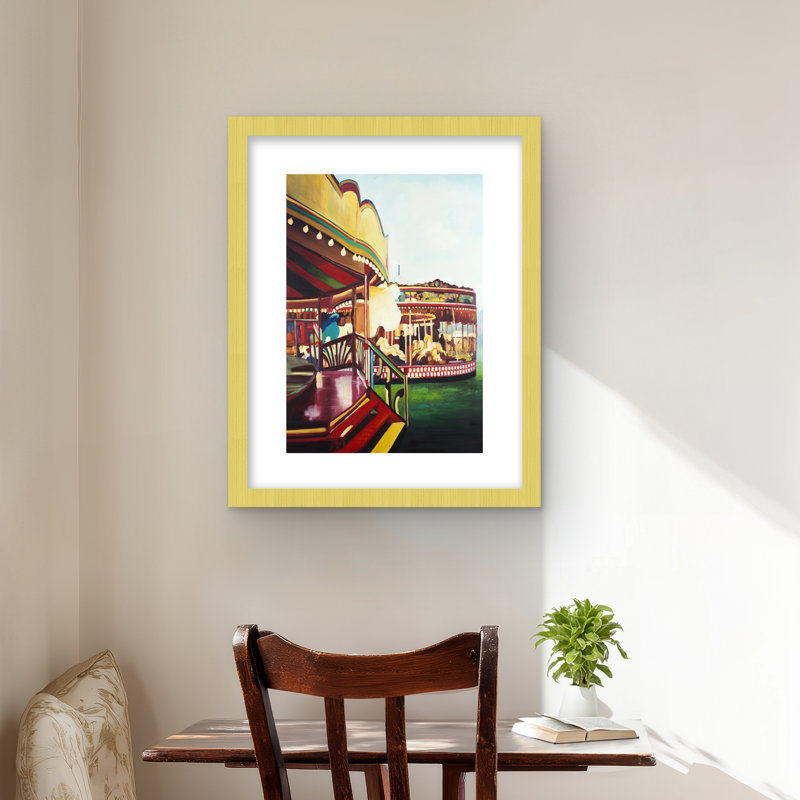 Carousel in a Carnaval - Framed Matted Print for Home Decor