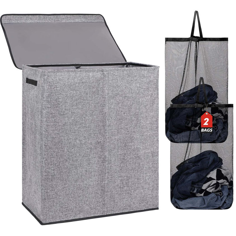 Bhargava Fabric Laundry Hamper with Handles, Grey