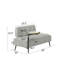 Canapé moderne deux places en velours gris de 137 cm (54 pouces) avec table d'appoint pivotante à 360° et garniture cloutée cuivrée.