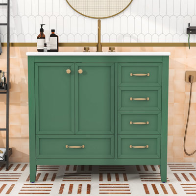 Meuble-lavabo élégant avec lavabo et tiroirs de rangement à fermeture en douceur