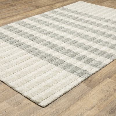 Tapis à motif de fibres recyclées beige / gris Thayer